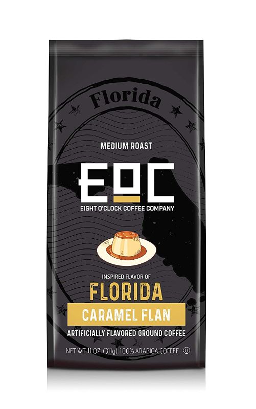 Photo 1 of Eight O'Clock Coffee Flavors Of America Ground Coffee, Florida Caramel Flan, 11 Ounce BB 08DEC2021
