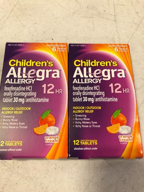 Photo 1 of Allegra Children's Non-Drowsy Antihistamine Meltable Tablets for 12-Hour Allergy Relief, 30 mg 12-Count
(pack of 2)