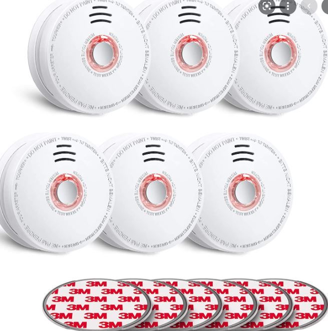 Photo 1 of 
Amazon.com
SITERWELL Smoke Alarm , Smoke Alarm with Photoelectric Sensor and 9V Battery Operated(Include), 10-Year Life Time Fire Alarm with UL Listed, 6 pcs