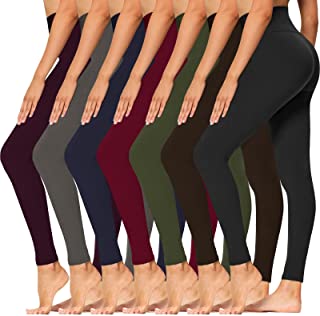 Photo 1 of 7 Pack High Waisted Leggings for Women - Soft Athletic Tummy Control Pants for Running Cycling Yoga Workout One Size 