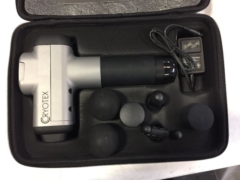 Photo 3 of Cryotex Massage Gun – Back & Neck Deep Tissue Handheld Percussion Massager – Six Different Heads for Different Muscle Groups - 30 Speed Levels