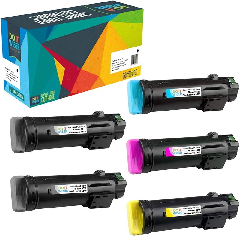 Photo 1 of Do it Wiser Compatible Toner Cartridge Replacement for Xerox Phaser 6510, WorkCentre 6515 High Yield (5 Pack, 2 Black, 1 CMY)