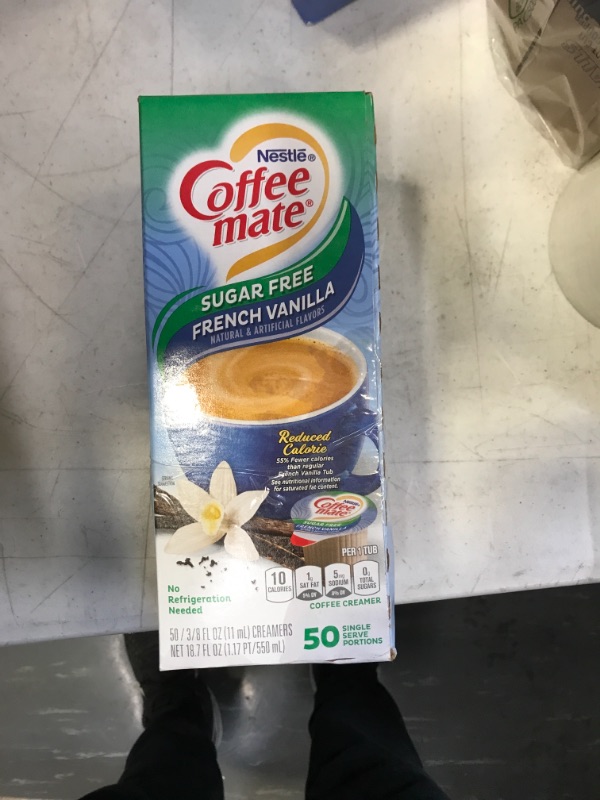 Photo 2 of Coffee-mate Sugar-Free French Vanilla Creamer, 0.375oz, 50/Box EXP 5/22