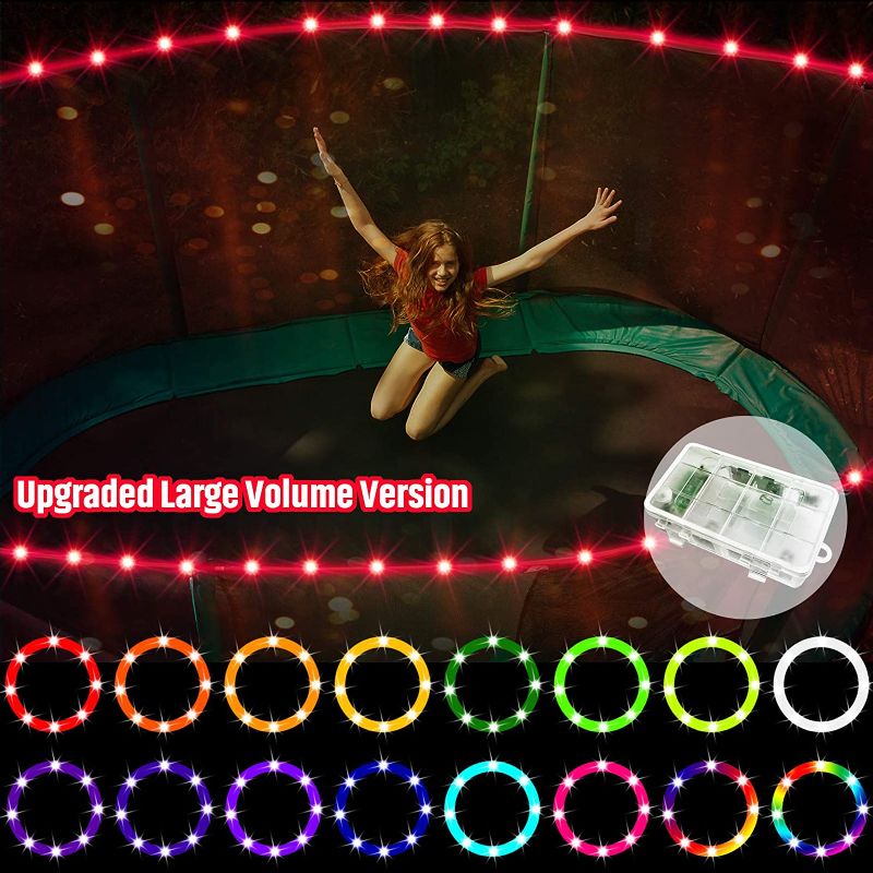 Photo 1 of ?Upgraded Large Volume Version? LED Trampoline Lights?Remote Control Trampoline Rim LED Light for Trampoline, C Battery Box, 16 Color Change, Waterproof, Bright to Play at Night Outdoors
