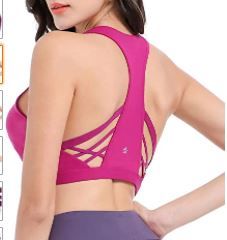 Photo 1 of Women's Sports Bras Medium Impact Cross Back Yoga Bra Tops Workout Apparel Strappy Fitness Crop Tank Racerback Bra sz XL 