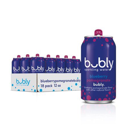 Photo 1 of (18 Cans) Bubly Sparkling Water, Blueberry Pomegranate, 12 Fl Oz FRESHEST BY 9/16/2021
