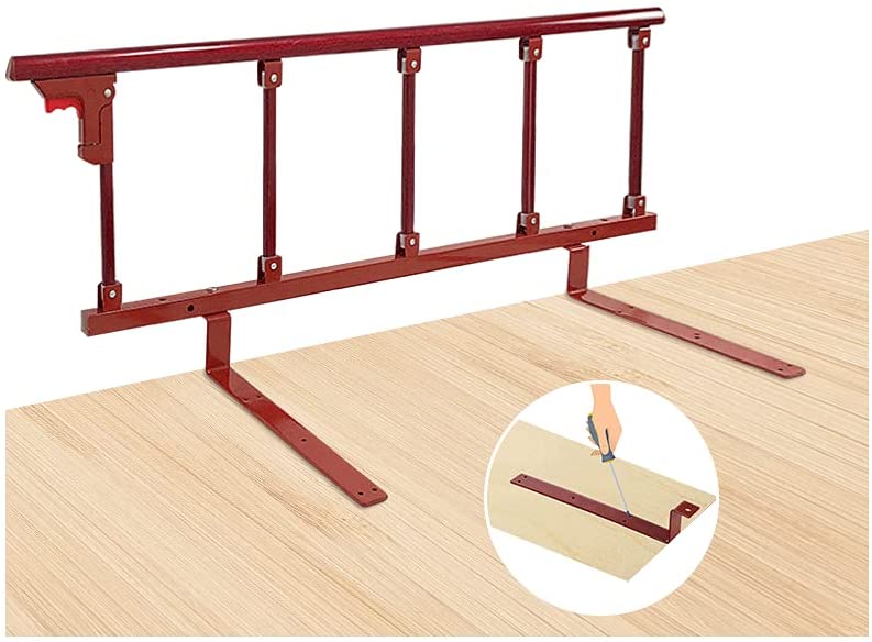 Photo 1 of Bed Guard Rails for Adults Elderly Safety Railing Bedside Assist Bar Seniors Bed Grab Bar Swing Down Hospital Bed Rail Bumpers Handicap Rails (47 x 18, 1PCS)

