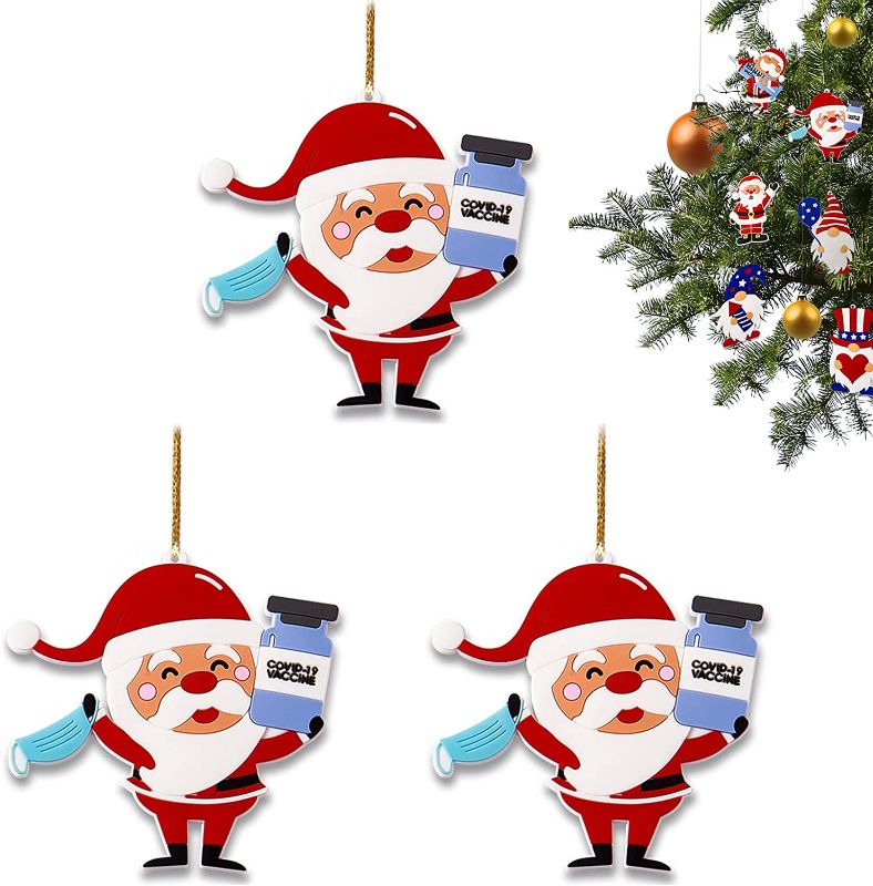 Photo 1 of Christmas Ornaments Set of Vaccine Santa for Christmas Tree Decorations, 3 inch Tall Vaccine Santa Hanging Charms Christmas Tree Ornament Holiday Decorations(3 Pack) 11PK
