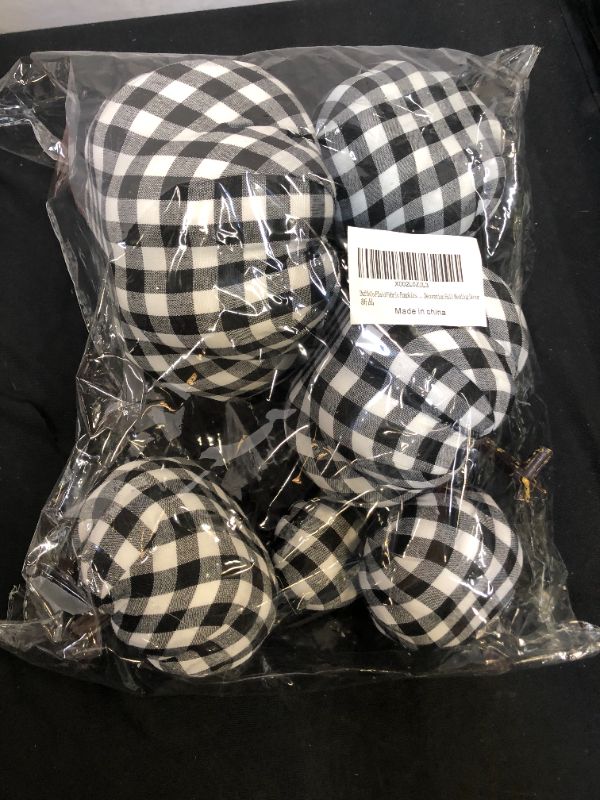 Photo 2 of Buffalo Plaid Fabric Pumpkins Assorted Size - 6PCS Black and White Pumpkins for Rustic Fall Decor, Buffalo Check Pumpkins Perfect for Halloween Thanksgiving Decoration Fall Wedding Decor
