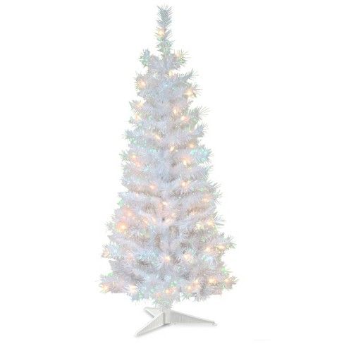 Photo 1 of 4ft National Tree Company White Tinsel Artificial Pencil Tree 70ct Clear
