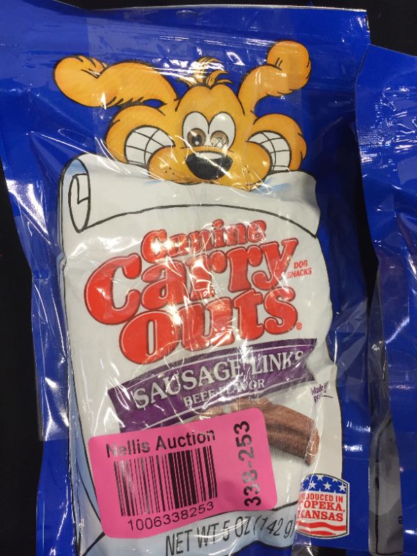 Photo 3 of 2 Canine Carry Outs Sausage Links Beef Flavor Dog Snacks, 5 Ounce Bag BB 02/17/2022
