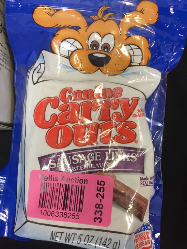 Photo 1 of 2 Canine Carry Outs Sausage Links Beef Flavor Dog Snacks, 5 Ounce Bag BB 02/17/2022
