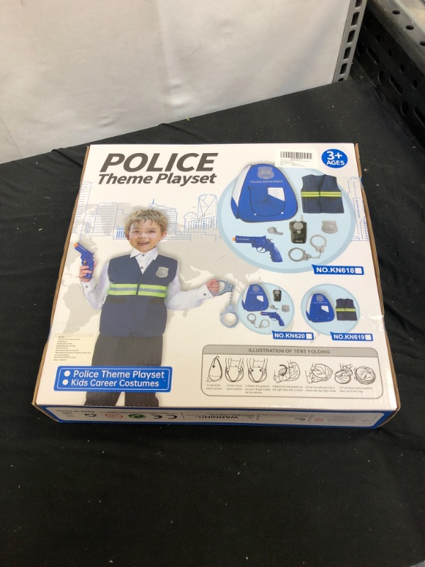 Photo 2 of Police Costume for Kids Police Dress up Police Pretend Play Costume with Kids Play Tent Set DOLNOW Police Role Play Accessories for Kids Ages 3-6
