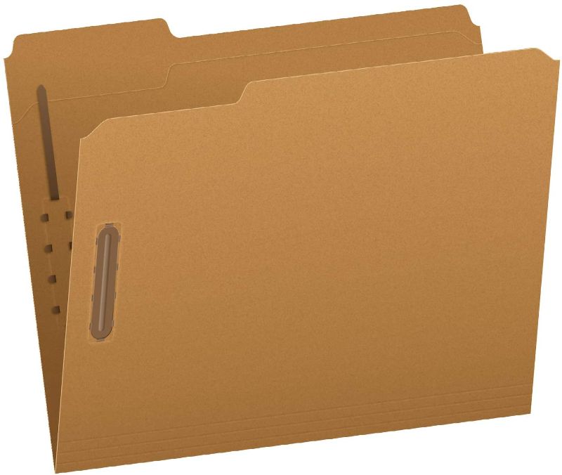 Photo 1 of Pendaflex Fastener Folders, 2 Fasteners, Letter Size, Kraft, 1/3 Cut Tabs, in Left, Right, Center Positions, 50 Per Box (FK212)
