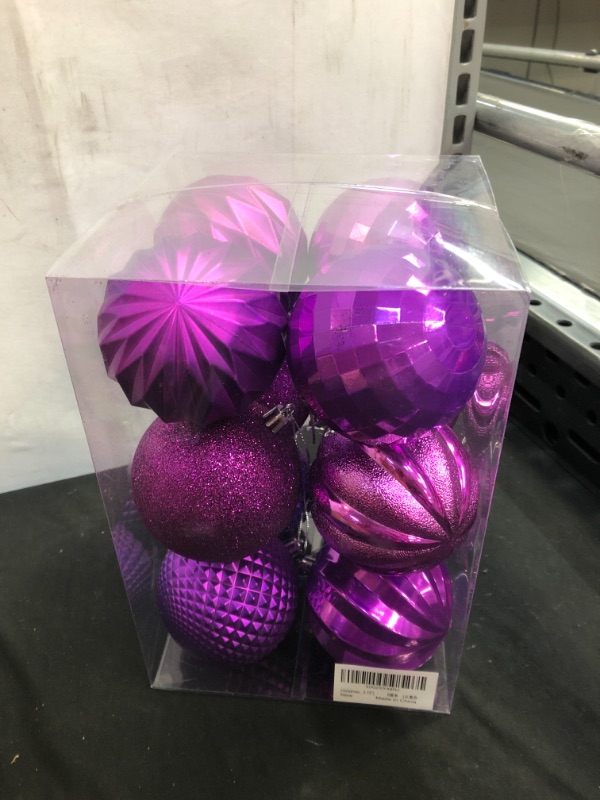 Photo 2 of Dohance Christmas Balls Ornaments, Xmas Ball Baubles Set - Shatterproof Decorative Hanging Ornaments Baubles Set for Xmas Tree -Purple, 80mm/3.15inches
