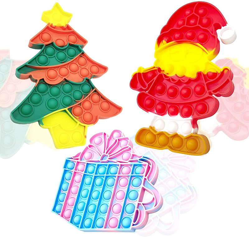Photo 1 of EXZ Christmas Decorations Pop Fidgets Toys -Christmas Tree Poppers Fidgets Sensory Toy,Santa Claus Tree Decoration for Kids Adults Stress Autism Relief Parties Games Poppers
