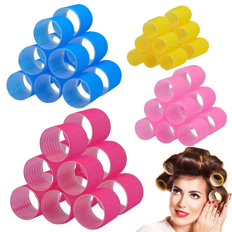 Photo 1 of Hair Rollers Set Self Grip Hair Curlers Heatless Hair Roller Curler for Women Hair and Bangs Jumbo Hair Rollers 4 Size 48pcs Random Color Roller, 20Pcs Duckbill Hair Clips Jumbo Large Medium Small
