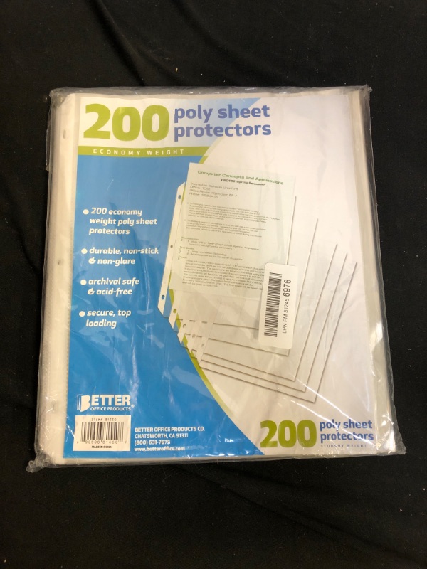 Photo 2 of Better Office Products Sheet Protectors, 200 Piece
