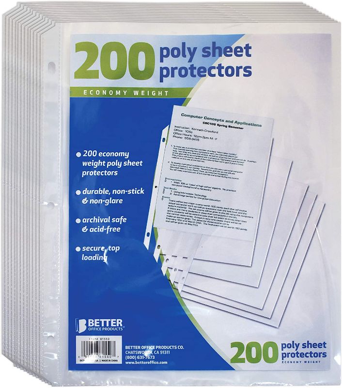 Photo 1 of Better Office Products Sheet Protectors, 200 Piece
