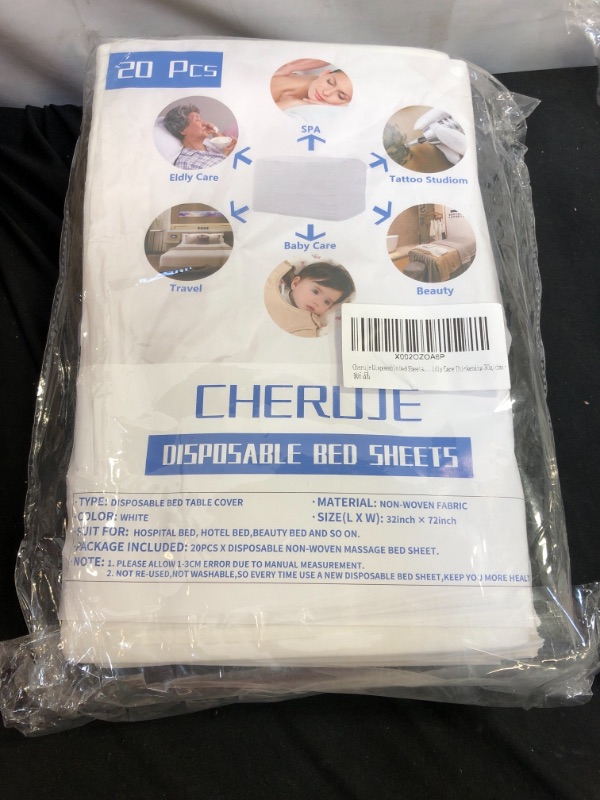 Photo 2 of Cheruje Disposable Ded Sheets 20PCS Spa Bed Sheets 30" x 71" For Beauty Travel Tattoo Studiom Eldly Care Thickening 30g/cbm
