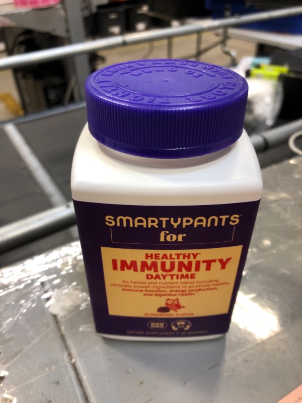 Photo 1 of SmartyPants Adult Daytime Immunity Formula Daily Gummy Vitamins: Vitamins C, D, B12 & Zinc for Immunity; Probiotics & Prebiotics; Elderberry Flavor, 42 Ct -21 Day Supply - exp - feb - 21 - 22