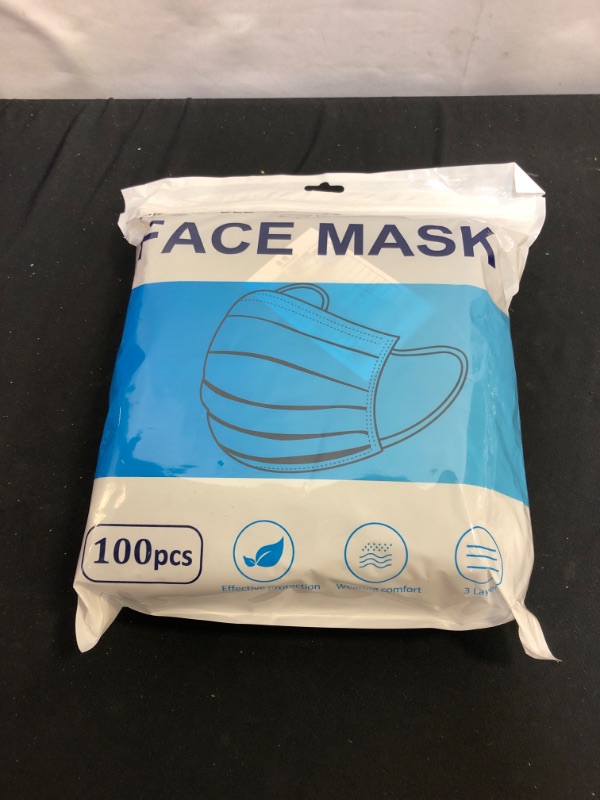 Photo 2 of 100 Pcs Disposable Face Masks, 3 Ply Face Masks Black Disposable Mask
