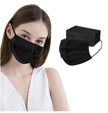 Photo 1 of 100 Pcs Disposable Face Masks, 3 Ply Face Masks Black Disposable Mask
