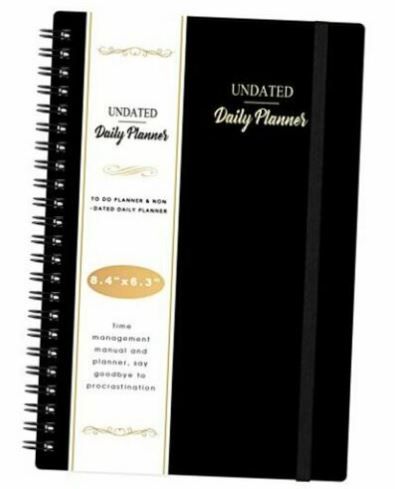 Photo 1 of Daily Planner Undated - Appointment Book, Hourly Planner with to-Do List, Black - 2 pack 
