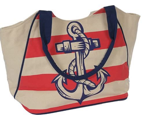 Photo 1 of RGS Women's Large Waterproof Beach Bag - Spacious Travel Canvas Bag with Zipper and Internal Pocket
