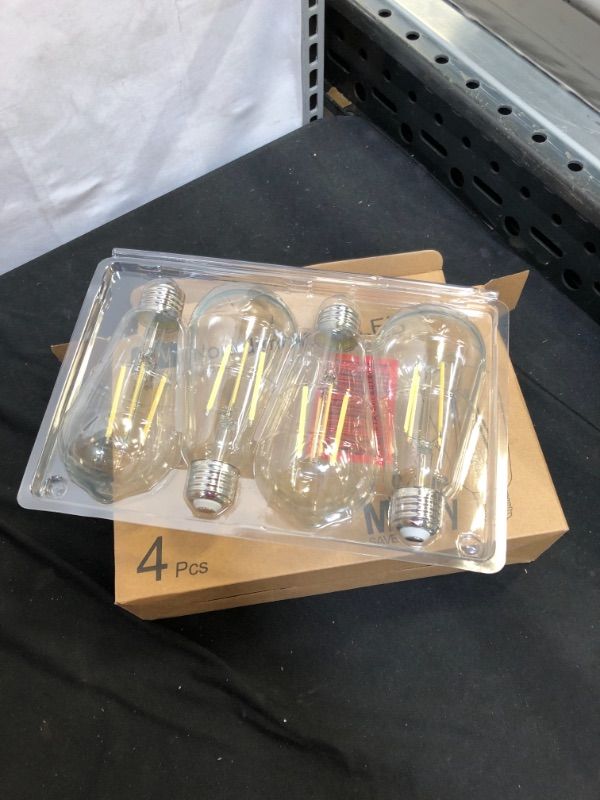 Photo 2 of 4-Pack Vintage 8W ST64 LED Edison Light Bulbs 100W Equivalent, 1400Lumens, 5000K Daylight White, E26 Base LED Filament Bulbs, CRI 90+, Antique Glass Style Great for Home, Bedroom, Office, Non-Dimmable
