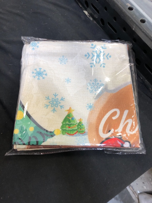 Photo 1 of Christmas Pillow Covers 18x18 Set of 4 Farmhouse Christmas Decor Throw Pillow Case Holiday Winter Square Cushion Covers Linen Xmas Tree Santa Deer Snowman Gnome Pillowcase for Couch Sofa
