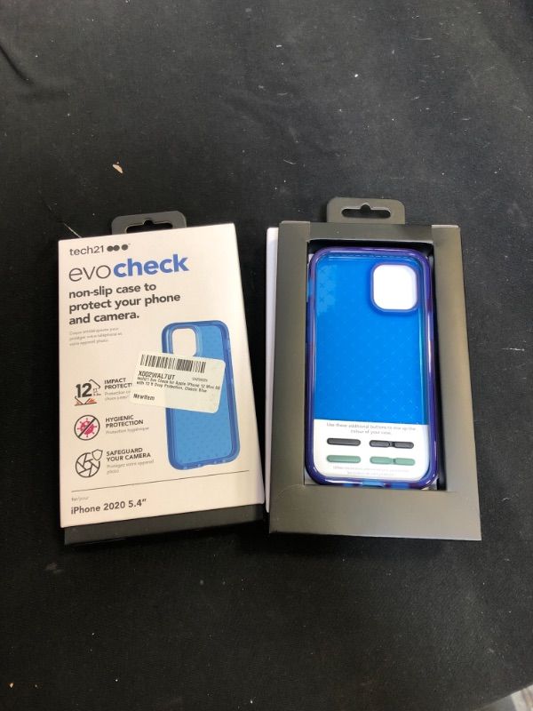 Photo 2 of tech21 Evo Check for Apple iPhone 12 Mini 5G with 12 ft Drop Protection, Classic Blue - 2 pack 
