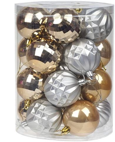 Photo 1 of Emopeak Christmas Ball Ornaments Decorative Xmas Balls Baubles Set with Delicate Appearance Pink & Silver (Champaign Gold, 60mm/2.36'')
