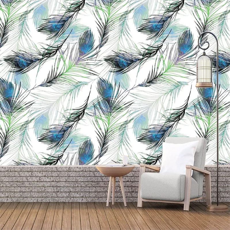 Photo 1 of 17.7”×197” Contact Paper Feather Peel and Stick Wallpaper Removable Self Adhesive Wallpaper Vinyl Film Decorative for Wall Covering Cabinets Shelf Drawer Liner
