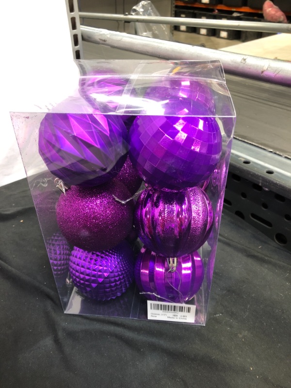 Photo 2 of Dohance Christmas Balls Ornaments, Xmas Ball Baubles Set - Shatterproof Decorative Hanging Ornaments Baubles Set for Xmas Tree (Purple, 80mm/3.15")
