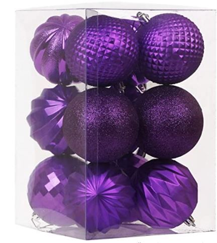 Photo 1 of Dohance Christmas Balls Ornaments, Xmas Ball Baubles Set - Shatterproof Decorative Hanging Ornaments Baubles Set for Xmas Tree (Purple, 80mm/3.15")
