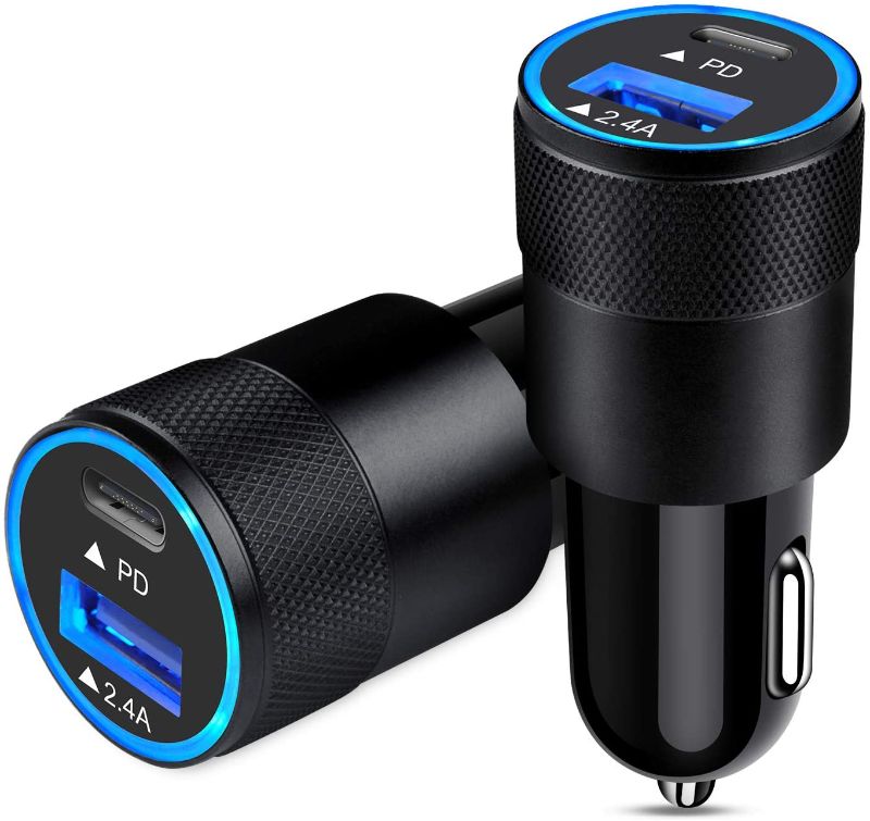 Photo 1 of USB C Car Charger, 2Pack 30W PD 3.0 Fast Car Charger Power Delivery with 2.4A Cigarette Lighter Car Adapter Compatible with iPhone 13/13 Mini/12 Pro Max/11 Pro Max/XR/8/7,Samsung Galaxy S21 S20 S10 S9
