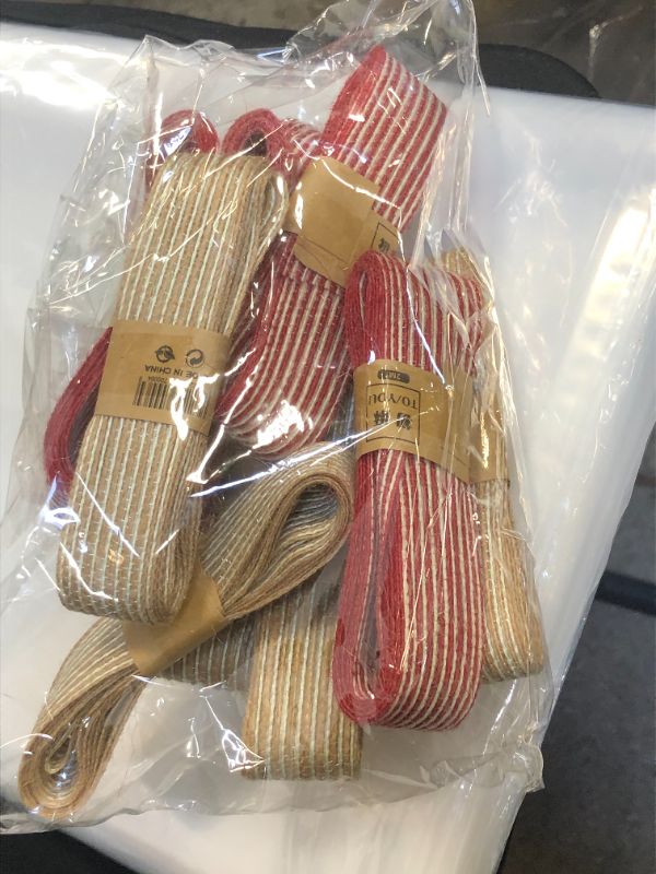 Photo 1 of  BURLAP EDGE RIBBONS FOR CHRISTMAS TREE GIFT WRAPPING PACK OF 10