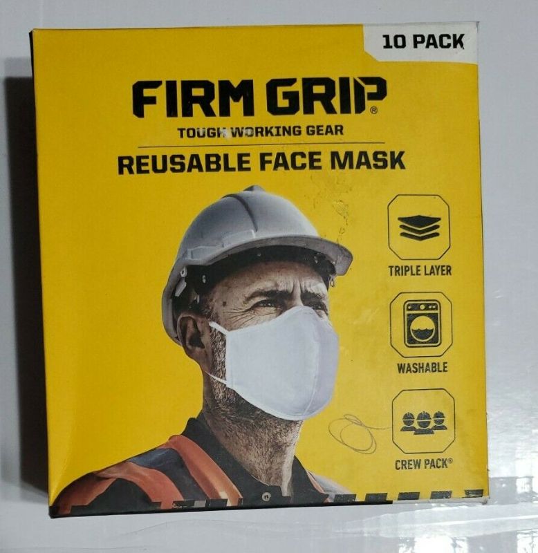 Photo 1 of Firm Grip Tough Working Gear Reusable Face Masks 10 Pack -sealed bag/ open box
