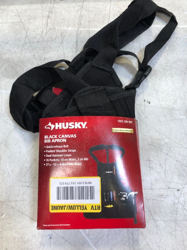 Photo 2 of Husky 16-Pocket Black Canvas Bib Tool Apron
