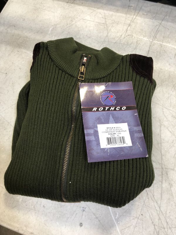 Photo 2 of Military Commando Sweater Sweatshirt Olive Drab Acrylic Rothco 1/4 Zip
XL