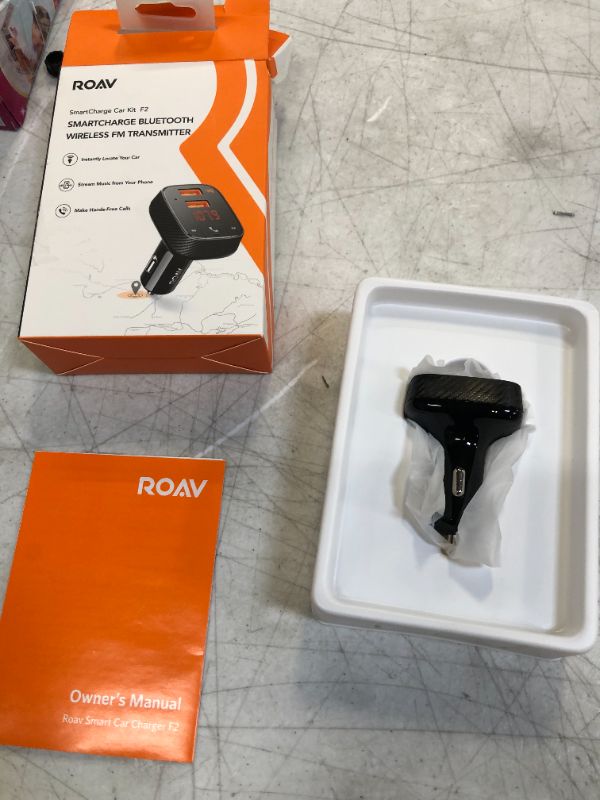 Photo 2 of Anker Roav SmartCharge F2 Bluetooth FM Transmitter, Wireless Audio Adapter and Receiver, Car Charger with Bluetooth, Car Locator, App Support, 2 USB Ports, PowerIQ
