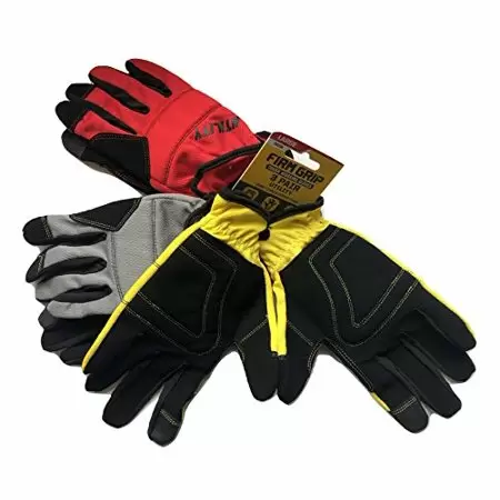 Photo 1 of Pack of 3 Tough Working Gloves - Utility - Red Gray Yellow - LARGE
