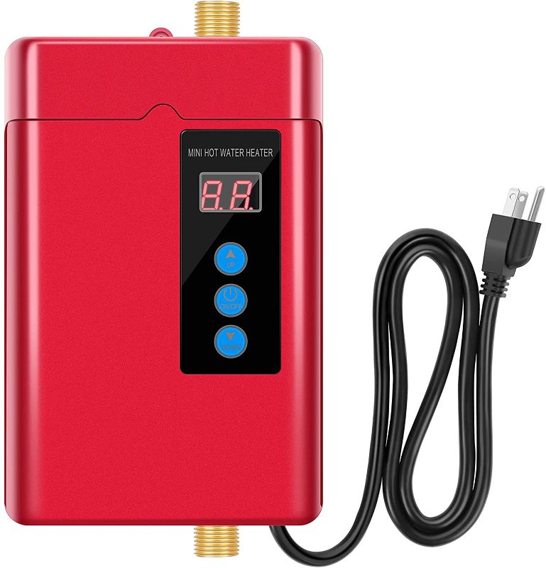 Photo 1 of 110V Tankless Water Heater Instant Water Heater Under Sink 3000w Mini Fit For Home Easy To Install Magnificent Thin Appearance One machine with multiple functions?Red?
