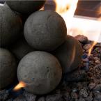 Photo 1 of 3 in. Set of 2 Ceramic Fire Balls in Midnight Black Speckled
