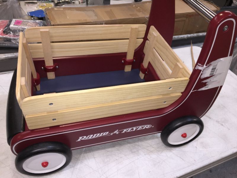 Photo 2 of Radio Flyer Classic Walker Wagon, Sit to Stand Toddler Toy, Wood Walker, 1-4 Years , Red
