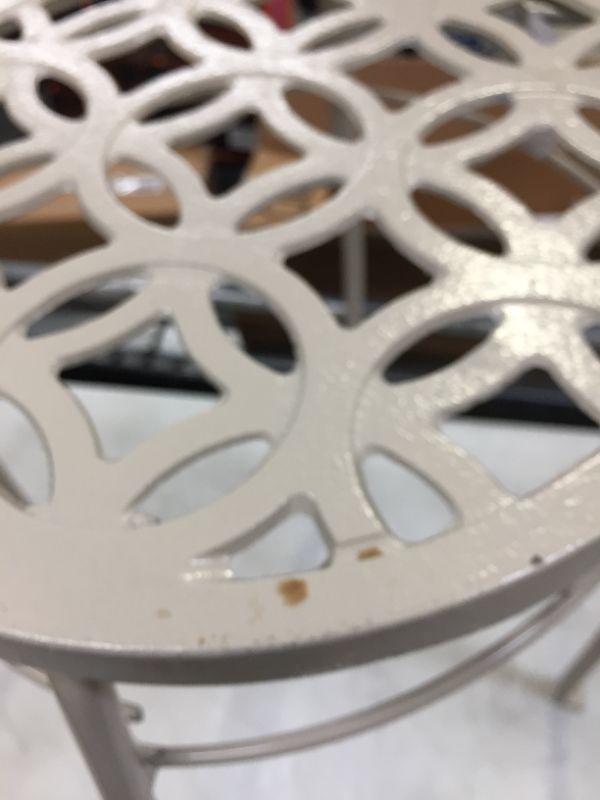 Photo 4 of allen + roth 15-in H x 12-in W Cream Indoor/Outdoor Round Steel Plant Stand---ITEM IS DAMAGED---HAS STAINS AND IS DIRTY---