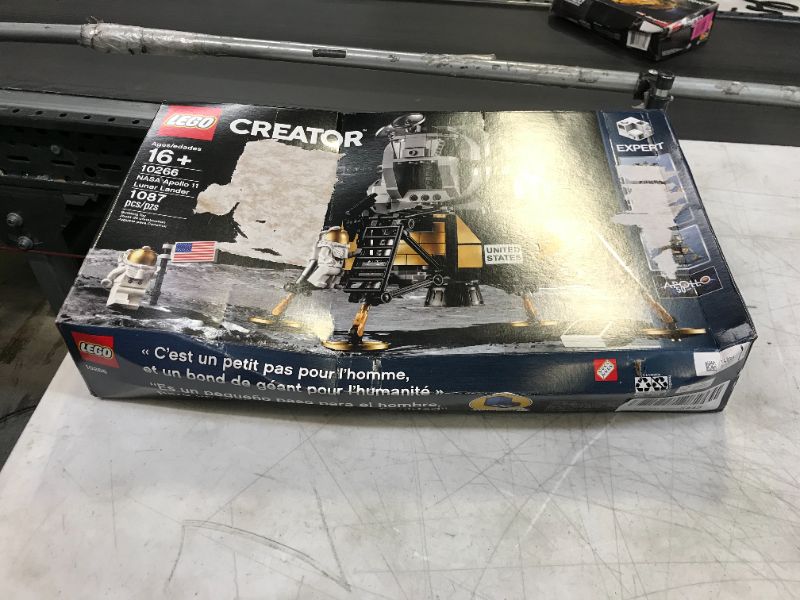 Photo 1 of LEGO Creator Expert NASA Apollo 11 Lunar Lander 10266 Building Kit (1,087 Pieces)---BOX IS DAMAGED A LITTLE---

