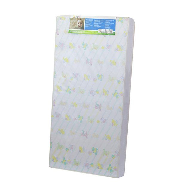 Photo 1 of Dream on Me 4" Full-Size Foam Standard Crib & Toddler Mattress, Reversible Design, Model #1A4 White Standard Crib
