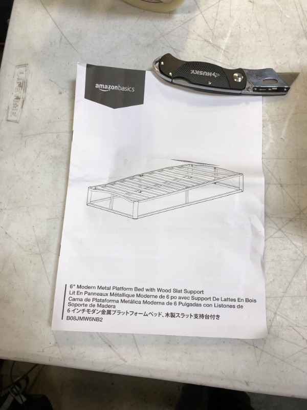 Photo 3 of Amazon Basics 6" Modern Metal Platform Bed with Wood Slat Support - Mattress Foundation - No Box Spring Needed, Twin
